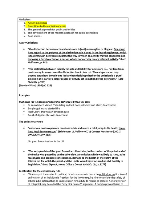 Lecture Omissions Omissions Acts Vs Omissions Exceptions To