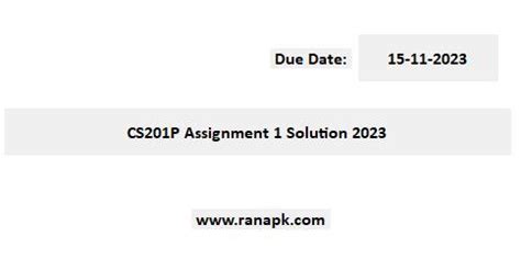 Cs201P Assignment 1 Solution 2023 Cs201P Assignment No 1 Cs201P