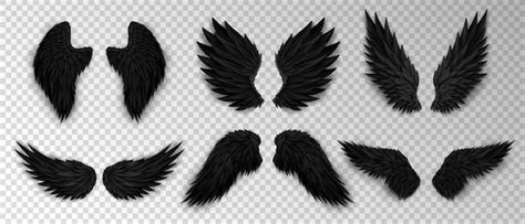 premium vector set   black devil wings daemons realistic