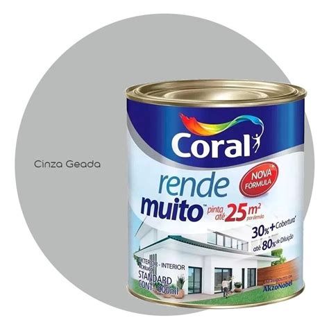 Tinta Rende Muito Coral Concentrada 800ml Cinza Geada Submarino