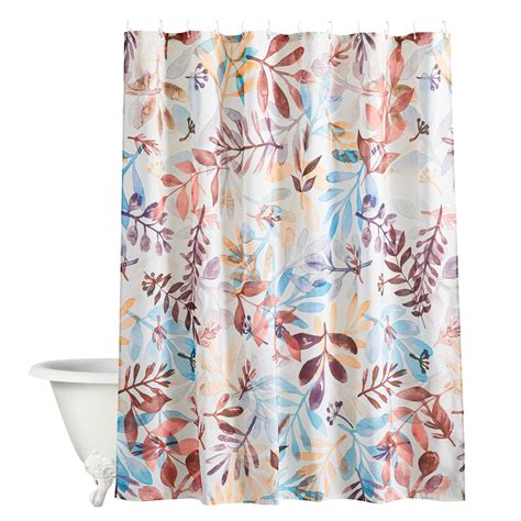 Estmy Colorful Leaves Fabric Shower Curtain For Bathroom Heavy Duty