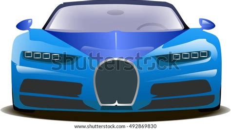 Vector Sports Blue Car Front View Stock Vector Royalty Free 492869830