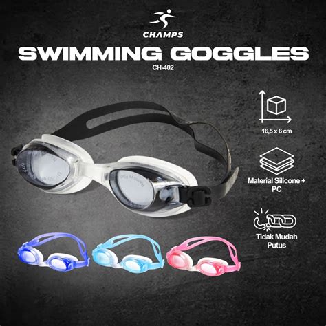 Jual Champs Kacamata Renang Dewasa Swimming Goggles Anti Fog Uv