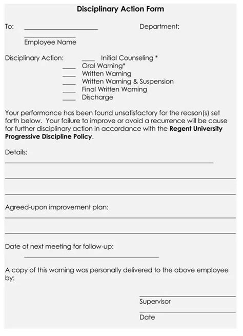 Free Printable Employee Disciplinary Forms