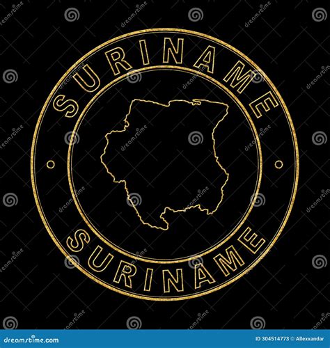 Mapa Del Fondo Negro Del Sello Dorado Suriname Stock De Ilustraci N