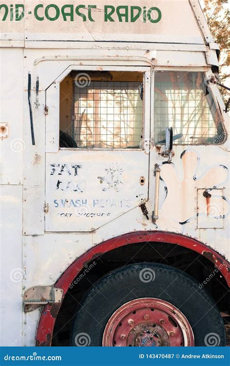 Side Door of a White Old Bus Editorial Photography - Image of rusted ...