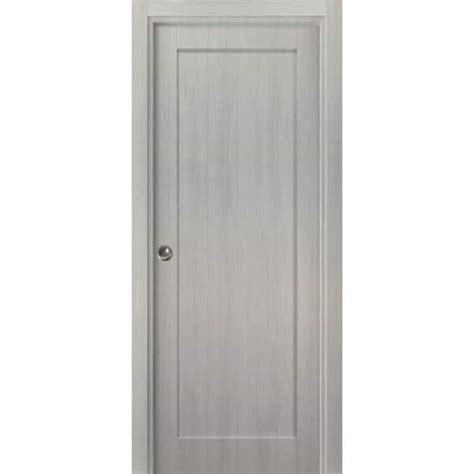 Sartodoors In X In Single Panel Gray Finished Solid Mdf Sliding