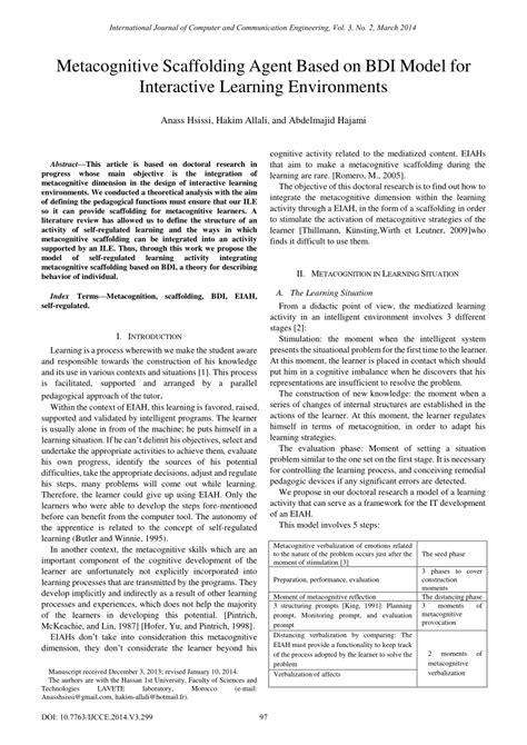 Pdf Metacognitive Scaffolding Agent Based On Bdi Model For