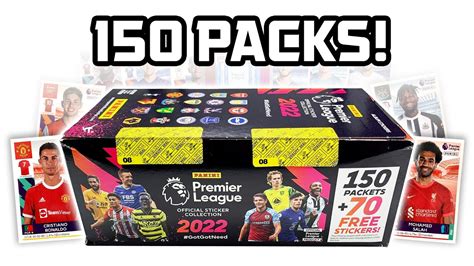 150 Packs New Panini Premier League 2022 Sticker Collection Box