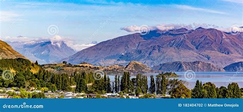 Panorama Lake Wanaka With Backdrop Of The Southern Alps In Wanaka