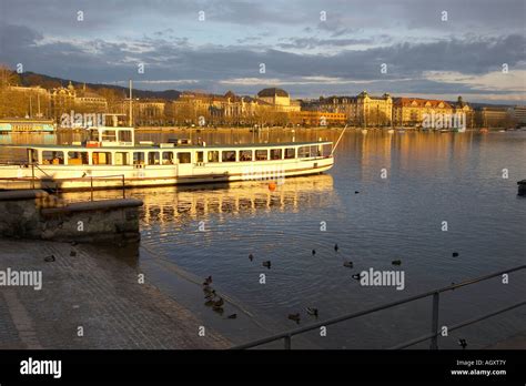 Lake Zurich at sunset Stock Photo - Alamy