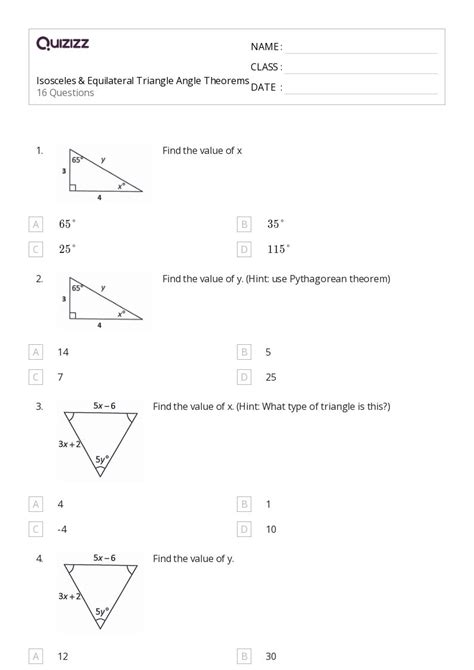 Congruency In Isosceles And Equilateral Triangles Worksheets For