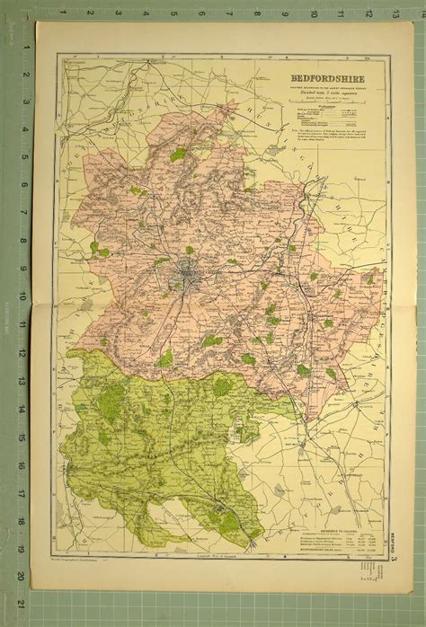 1902 Antique Map Bedfordshire Bedford Harrold Ampthill Shefford