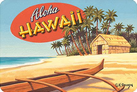 Aloha Hawaii - Hawaiian Vintage Postcard - IslandArtStore.com