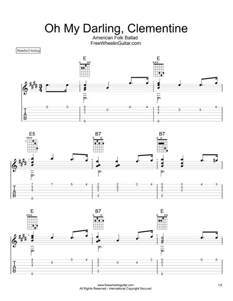 Oh My Darling, Clementine - Fingerstyle Guitar Tab - FreewheelinGuitar.com