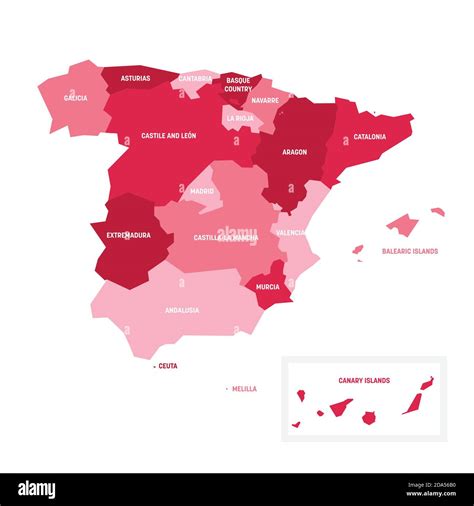 Carte Politique Rose De Lespagne Divisions Administratives