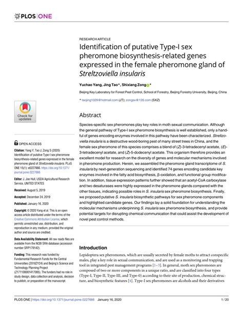 Pdf Identification Of Putative Type I Sex Pheromone Biosynthesis