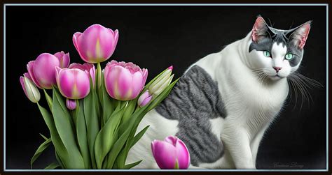 Cat And Tulips Photograph by Constance Lowery - Fine Art America