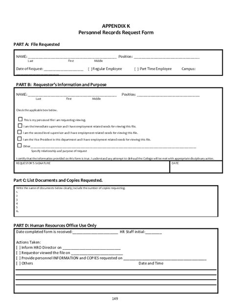 Fillable Online Appendix K Personnel Records Request Form Fax Email