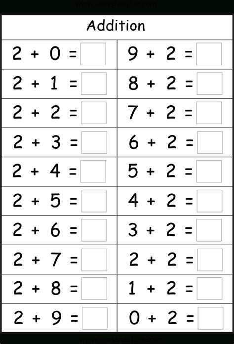 addition facts worksheet st grade