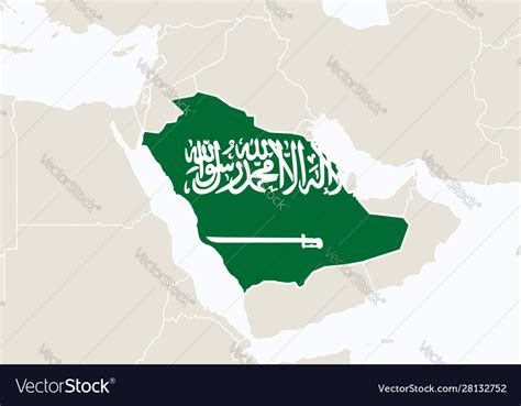 Asia With Highlighted Saudi Arabia Map Royalty Free Vector