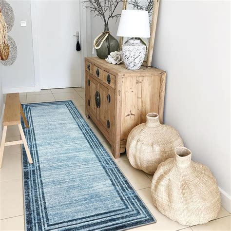 Amazon Lahome Modern Abstract Runner Rug Washable Blue X