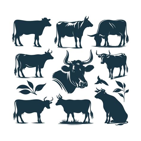 Cow silhouette Clip art isolated illustration on a white background ...