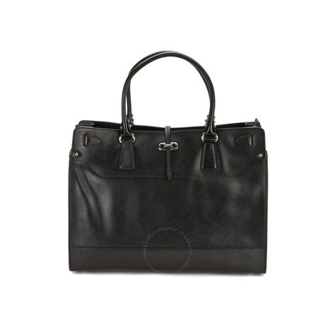 Salvatore Ferragamo Ferragamo Briana Large Black Saffiano Leather Tote