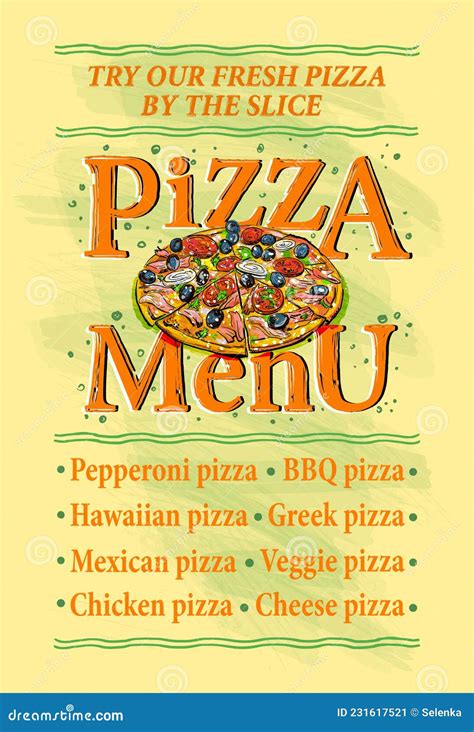 Pizza Menu Board Template, Vector Illustration Stock Vector ...