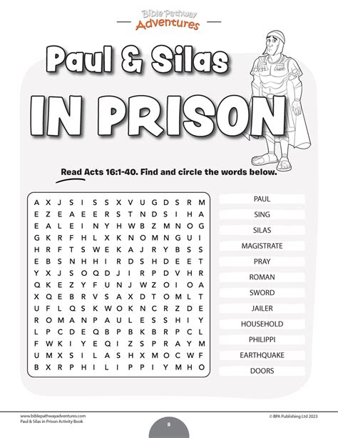 Miracles Of The Bible Paul Silas In Prison Activity Book Clip Art