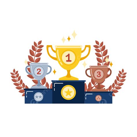 Prize Cup Vector Png Images Winners Podium With Cups Prizes For The