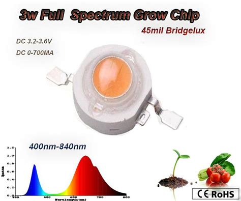 2020 3w Full Spectrum Led Grow Chip 3w Led Diode 45mil Bridgelux Led