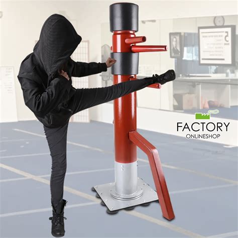 Geniqua Brown Wing Chun Wooden Target Base Training Dummy Ip Man Martial Arts Traditional