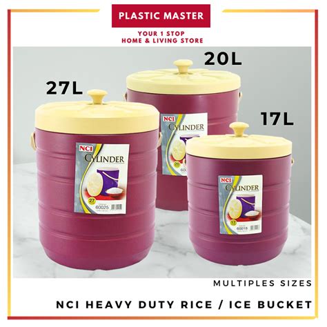 Liter Rice Ice Bucket Hot Cool Container Heavy Duty Bekas Nasi Tong Panas