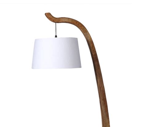 Buy Kwan Fabric Shade Shelf Floor Lamp With Wood Base White At 37