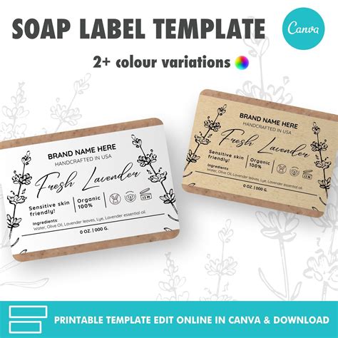 Editable And Printable Custom Bar Soap Label Template Floral Etsy Uk Soap Labels Template