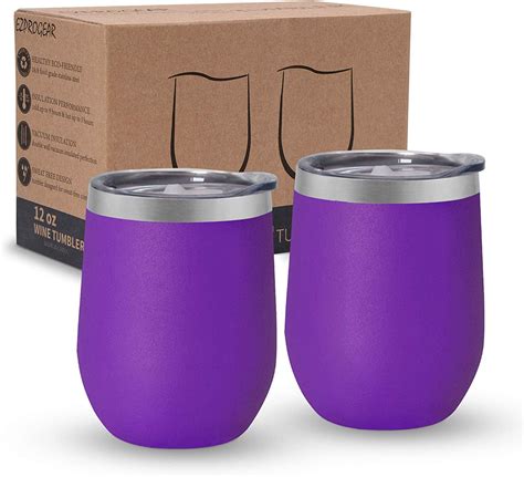 Ezprogear Stainless Steel 12oz Double Wall Vacuum Insulated 2 Pack Wine