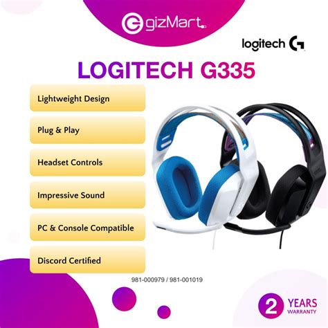 Logitech G335 Lightweight Wired Gaming Headset With Flip To Mute Microphone Shopee Malaysia