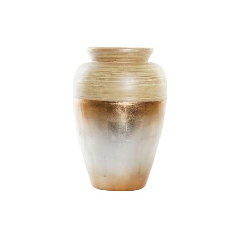 Vase Dkd Home Decor Naturel Argent Dor Nacre Noire Bambou Tropical