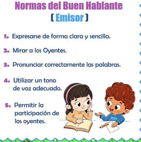 Dibujos normas del buen hablante y del buen oyente para niños