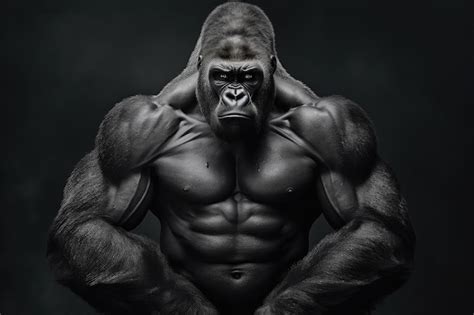 Premium Photo Gorilla Showing Big Muscles And Strength Extreme