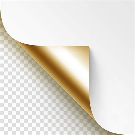 Premium Vector Curled Golden Corner Of White Paper With Shadow Mock