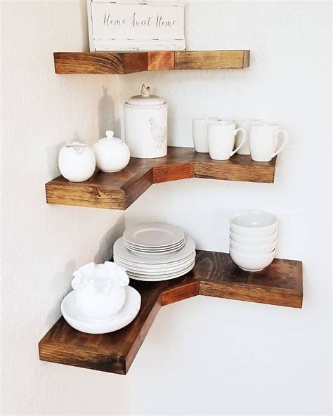 Deep Rustic Wooden Corner Shelves Corner Floating Shelves Etsy