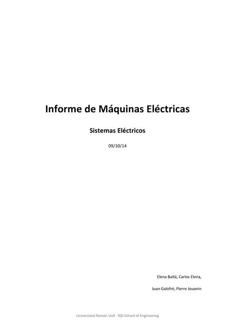 Práctica 1 Informe De Máquinas Eléctricas Sistemas Eléctricos 09 10