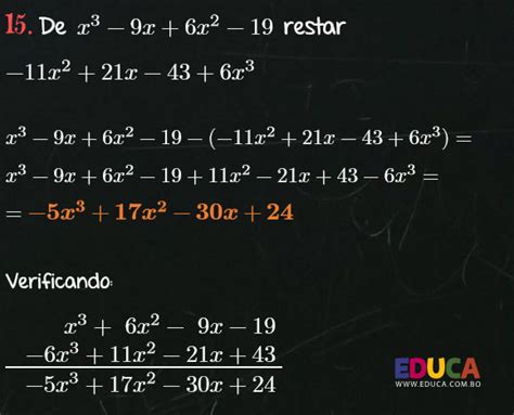 Solución Ejercicio 21 Resta o sustracción Resta de Polinomios