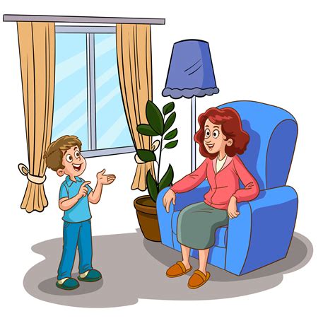 mother and son talking vector illustration 12576591 Vector Art at Vecteezy