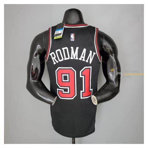 Camiseta NBA Dennis Rodman 91 Chicago Bulls Silk Version Negra 2021