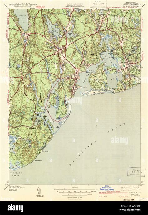 Massachusetts USGS Historical Topo Map MA Cotuit 351631 1943 31680 Restoration Stock Photo - Alamy