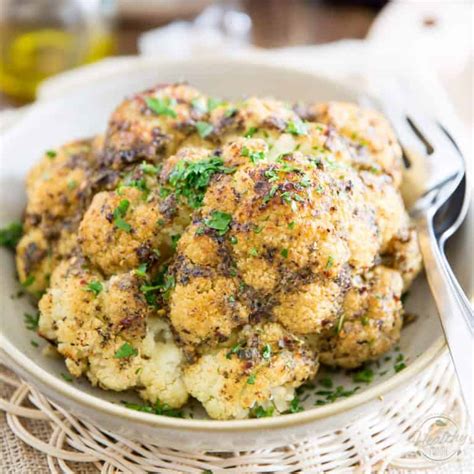 Oven Baked Whole Roasted Cauliflower • The Healthy Foodie