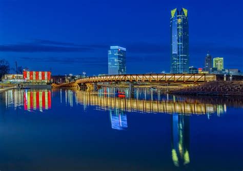 Night Shot of the Oklahoma City. Stock Image - Image of skyline, scissortail: 169695191